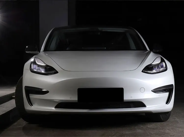 LUCKEASY автомобильный бампер из углеродного волокна модификация для Tesla модель 3- защита фар украшение