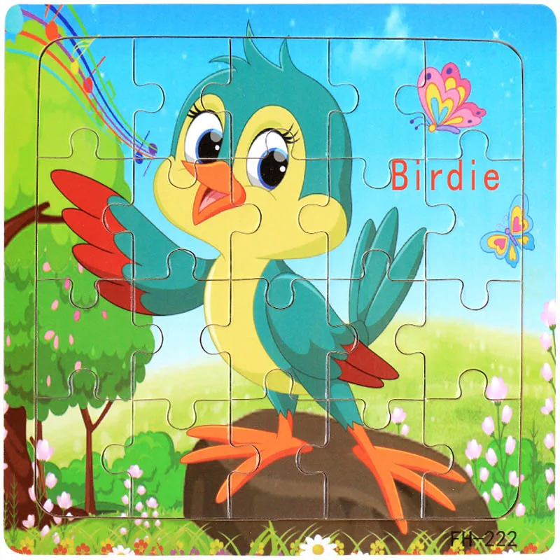 Style-17 DDWE, 20 шт., деревянные пазлы, игрушки для детей, 3D Мультяшные животные, головоломка, игрушка для детей, высокое качество, дерево, интересные развивающие игрушки для детей - Цвет: Style-17