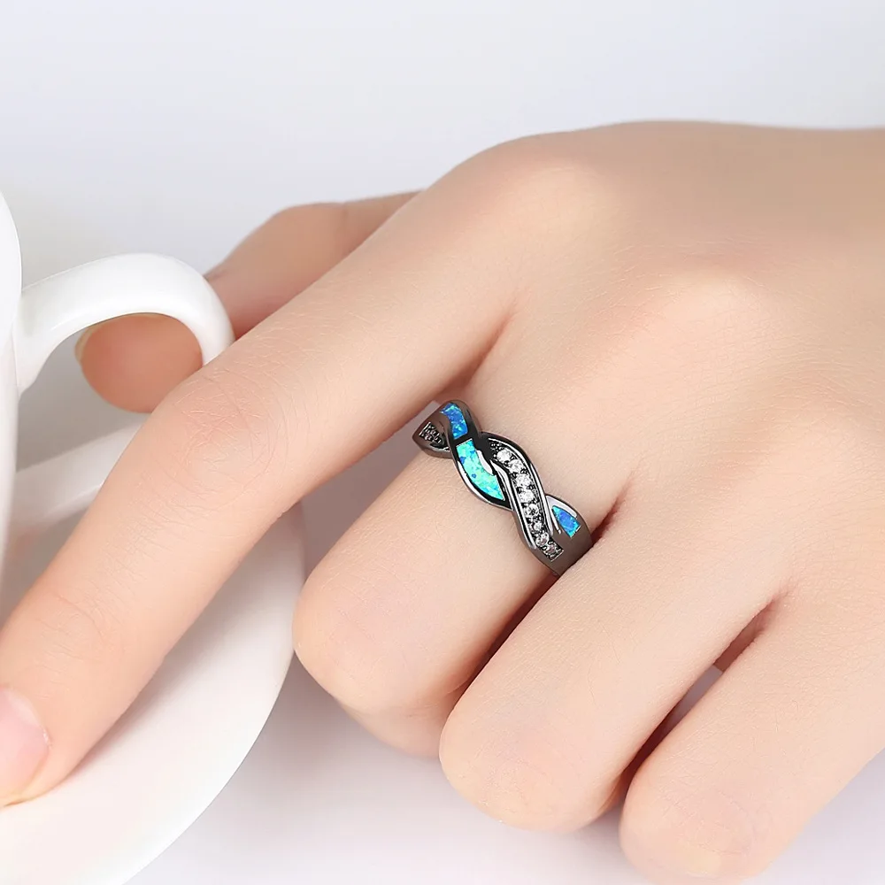 Простое Опаловое кольцо из черного золота Австралийское Драгоценное