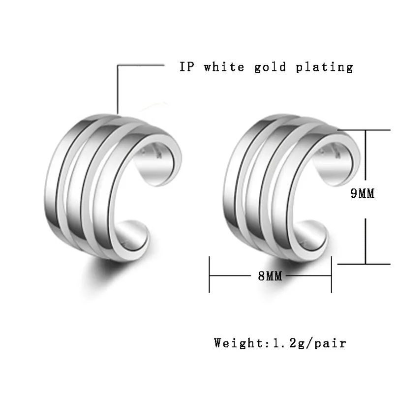 PF Silver Circle Clip Earrings Cartilage Ear Cuffs Without Puncture Charms Jewelry Ornament for Women Ohrringe SP0058 | Украшения и