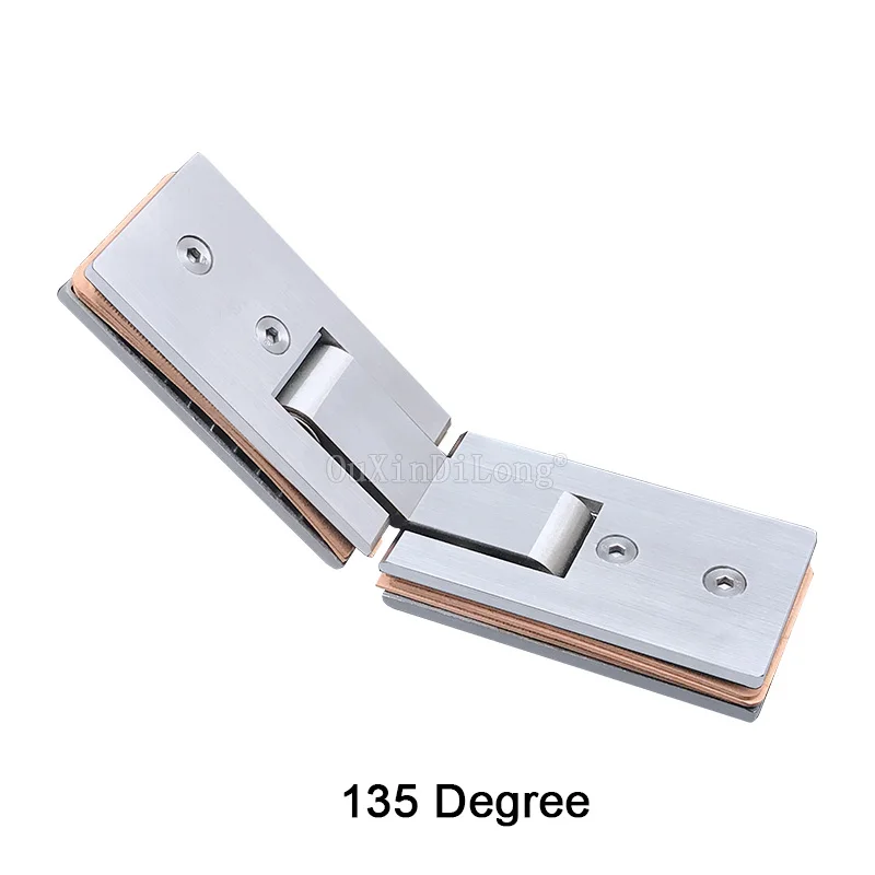 

2PCS 304 Stainless Steel Door Hinges 135 Degree Rectangle Brushed Glass Hinge Square Bathroom Shower Hinge Clip JF1752