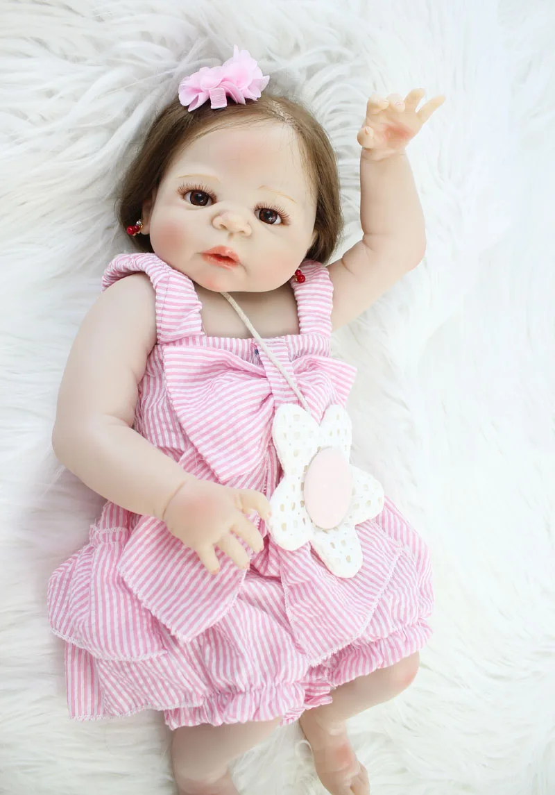 

NPKCOLLECTION 22" Full Silicone Reborn Baby Girl Doll Bebe Alive Realistic Vinyl Newborn Babies Lovely Waterproof Body Bathe Toy