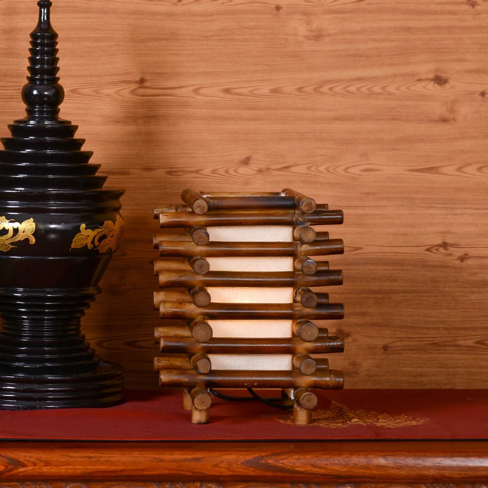 

Thai handmade bamboo table decoration table lamp Southeast Asia wooden creative lighting home accessories WF4161433