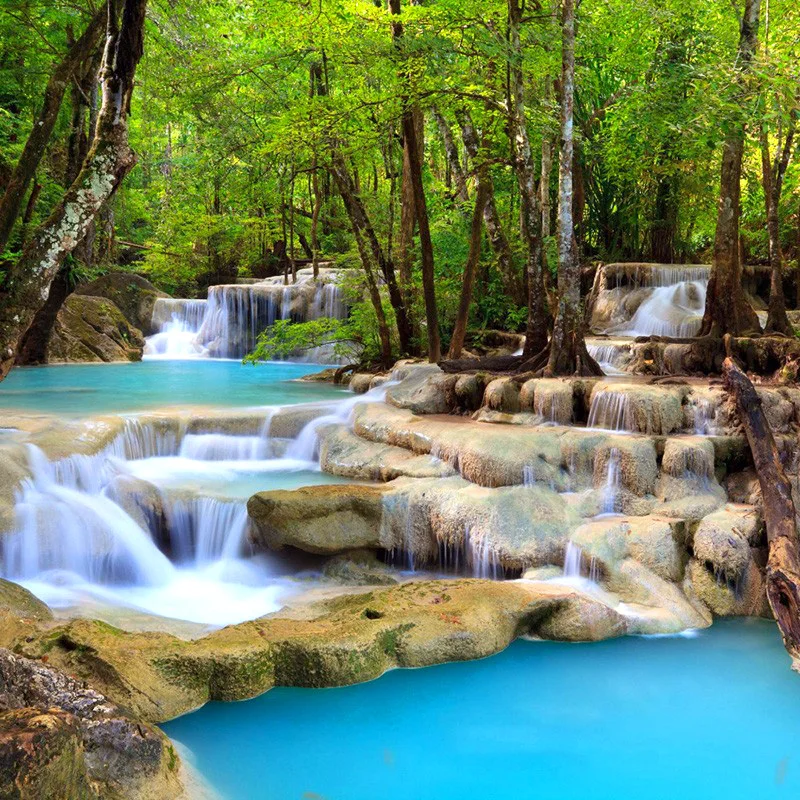 Камни в форме ромба/круглый дрель 5D DIY алмазная живопись &quotводопад деревья&quot 3D