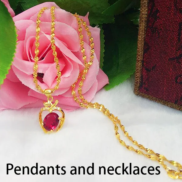Pendant and necklace Новые стильные ювелирные изделия натуральные красные стеклянные бусины последние яблочные подвески золотые браслеты ожерелье дизайн женские ювелирные изделия - Окраска металла: Pendant and necklace