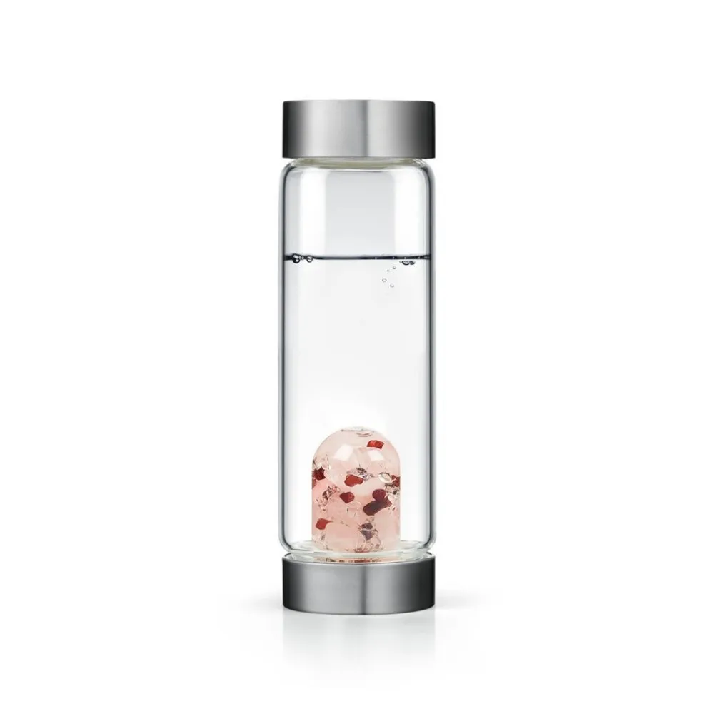 Red Pink crystal Soffe 600 мл энергетическая целебная бутылка для воды с натуральным кристаллом драгоценный камень кварц My Crystal стеклянные бутылки для воды Bpa бесплатно с крышкой стакан - Цвет: Red Pink crystal