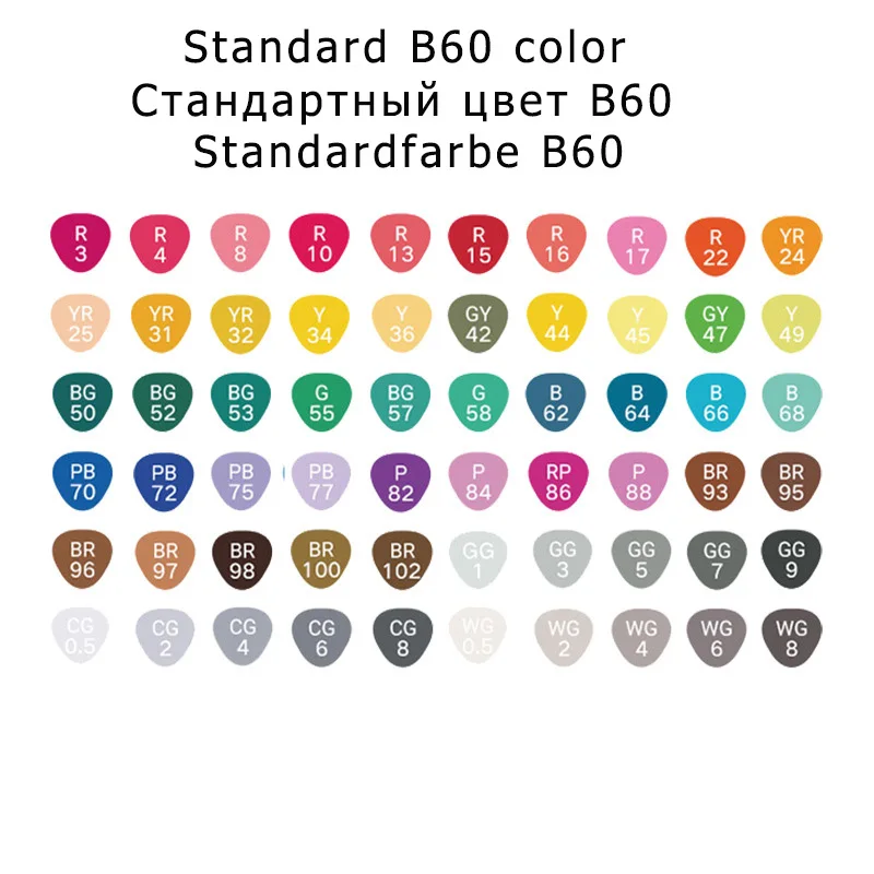Standard B 60 colors TOUCHNEW 30/40/60/80/168 Цвета эскиз Маркеры Ручка на спиртовой основе маркер-Кисточка Комплект лучше всего подходит для рисования манга анимация товары для рукоделия - Цвет: Standard B 60 colors