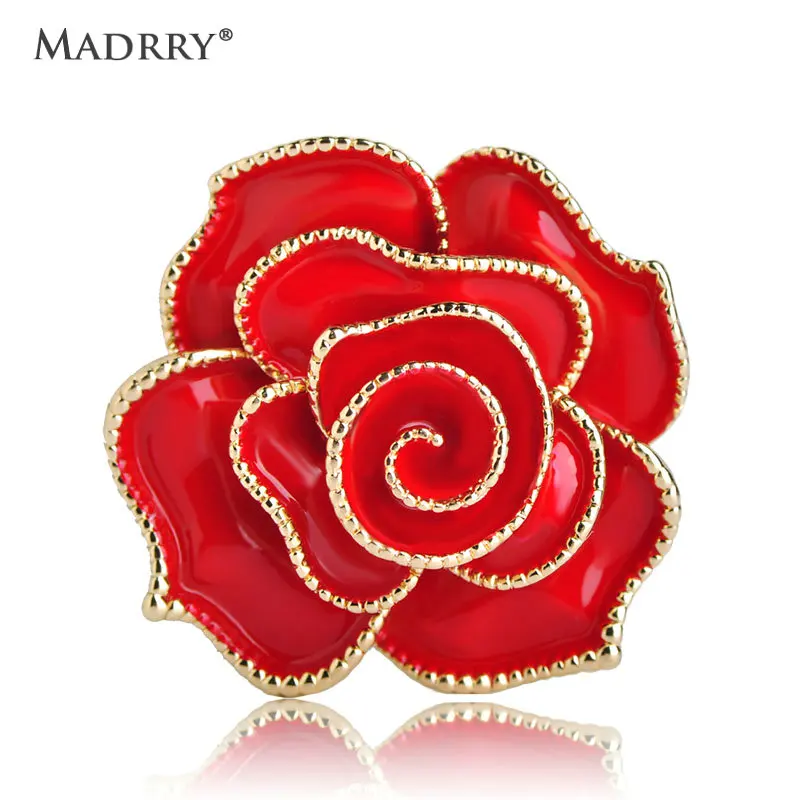 Madrry эмаль Esmalte красные броши в форме цветка розы женские подарки на день Святого