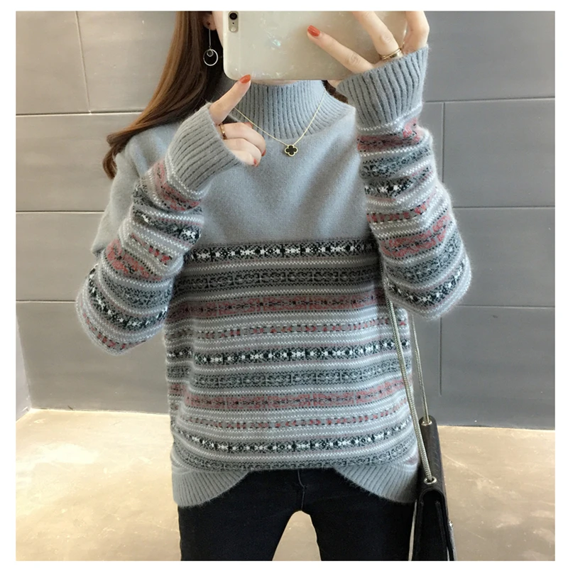 Осень-зима 2019 толстая теплая приталенная рубашка с воротником-стойкой в стиле