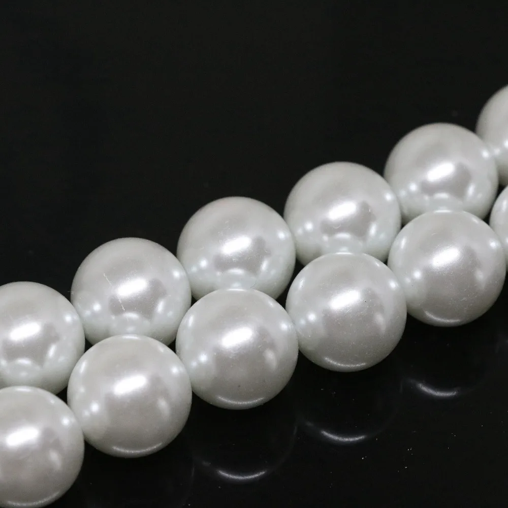 Недавно белый имитация перлы раковины высокого качества круглые бусины 4 6 8 10 12 14