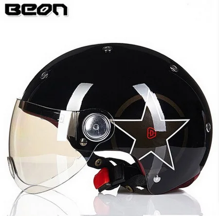 bright black star Новые летние BEON B103 мотоциклетный шлем four seasons для женщин велосипедов Байкер скутер motocicleta половина уход за кожей лица Шлемы abs пластиковый козырек - Цвет: bright black star