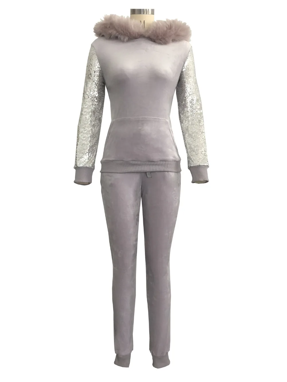 

Feather Hoodie Tops With Pants New Fashion Women Suits Hoodies Women Sets