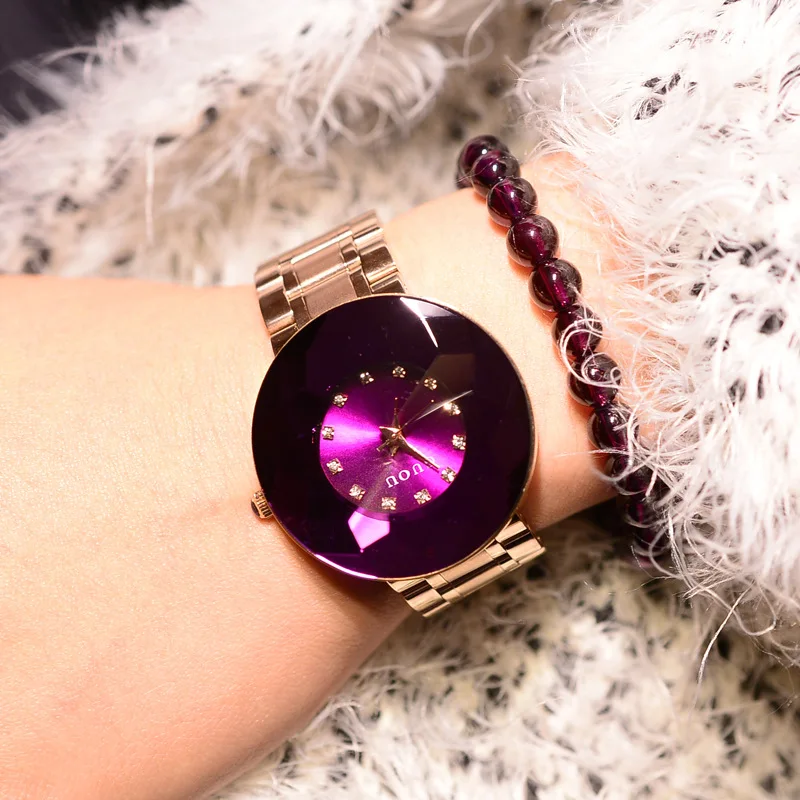

Fashion Brand Quartz Watches Water Resistant Women's Watches Gold Stainless Steel Band Unique Diamond Glass Luxury Wristwatches