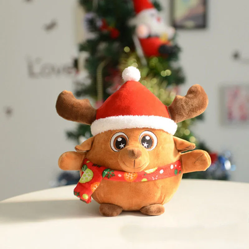 

Christmas Santa Claus Elk Doll 25/30 CM Christmas Glowing Decoration Xmas Holiday Home DIY Kids Led Plush Colorful Toys New Year