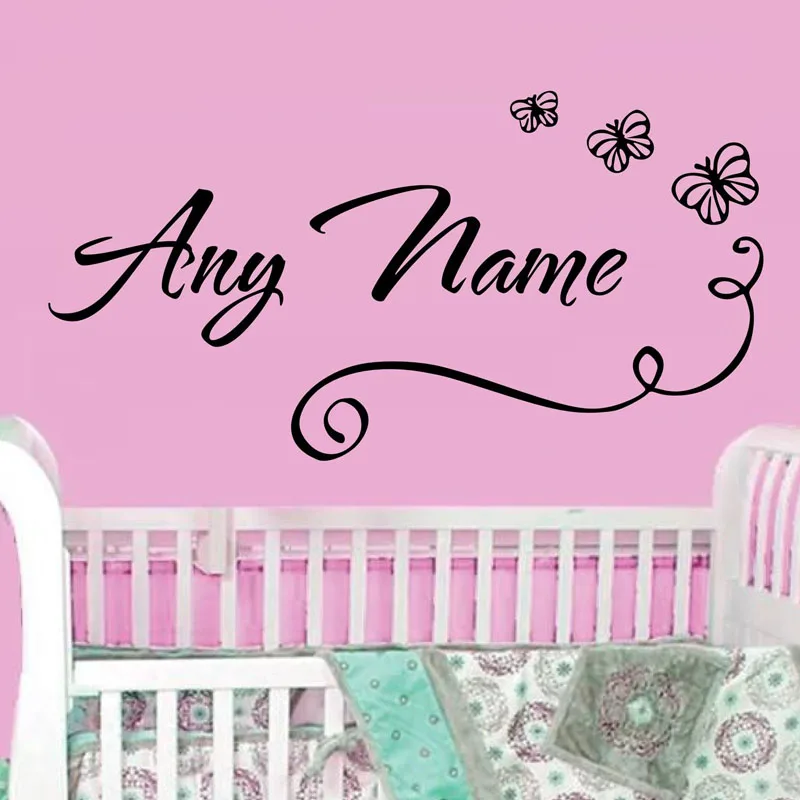 Индивидуальные именные бабочки настенные наклейки детские комнаты съемные