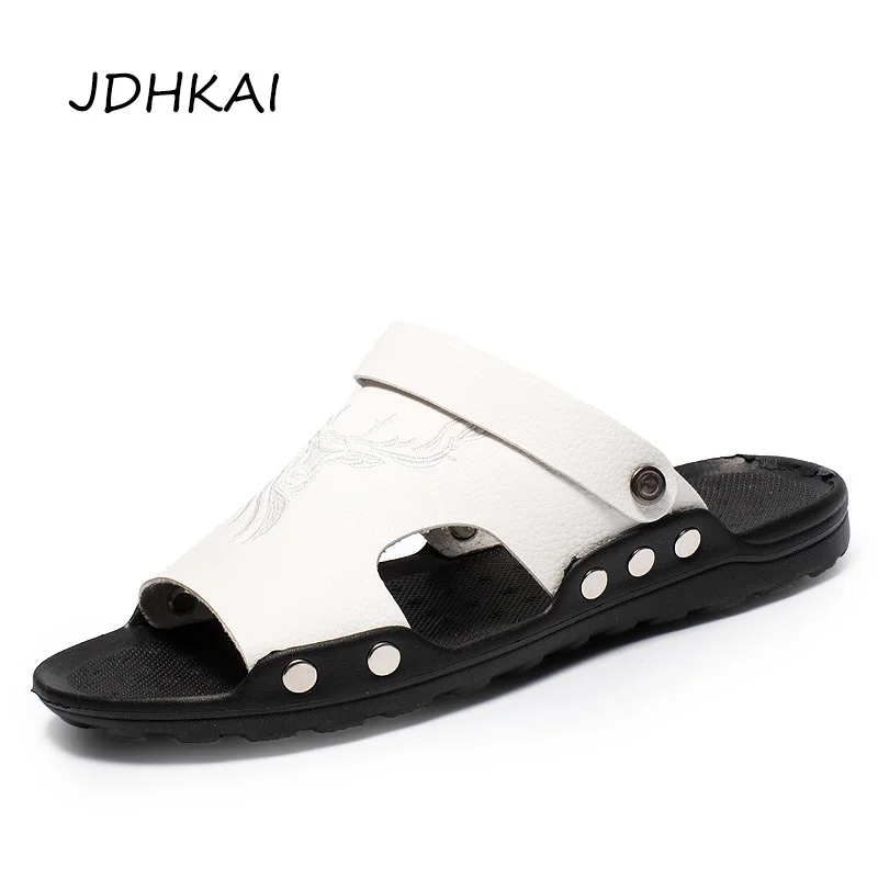 Мужские удобные легкие пляжные шлепанцы с рисунком оленя расцветками в