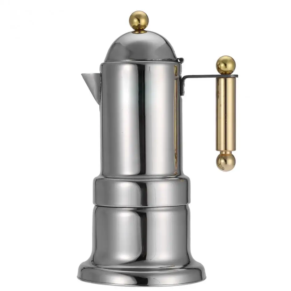Нержавеющая сталь Moka горшок плита эспрессо гейзер кофеварка с предохранительным клапаном 4 чашки