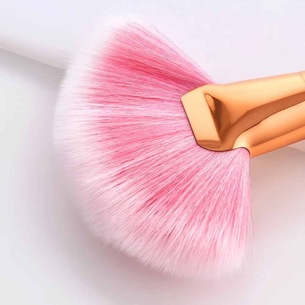 4/10Pcs Makeup Brush Set Foundation Blusher Face Powder Eyeshadow Eyeliner Tool Gold Pink Fan Kit | Красота и здоровье