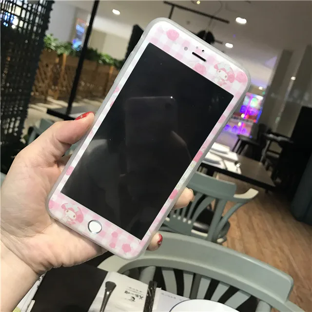 65 Rlenda Блестящий мультфильм My Melody Little Две звезды закаленное стекло для iphone 7 6 6s 8 plus защита экрана 3D полное покрытие стекло - Цвет: 65