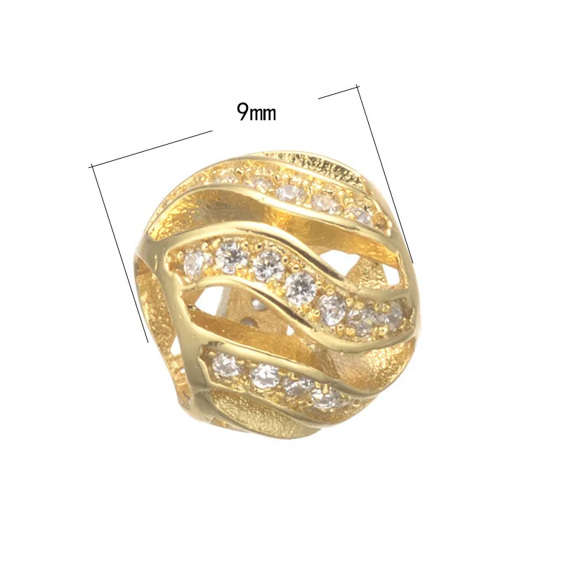 9*8 мм родиевый/золотой с розовым оттенком шар бусины полые Micro Pave Цирконий