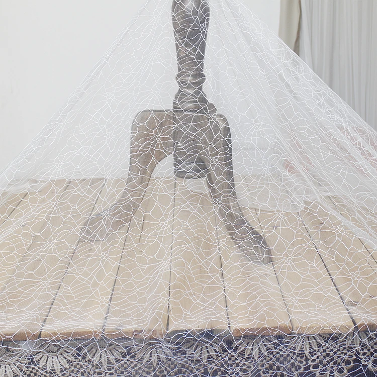 

Cracks Embroidery Lace Mesh Fabrics Clothing Clothes Wedding Dresses Handmade Diy Materials Light Fabrics Accessories White