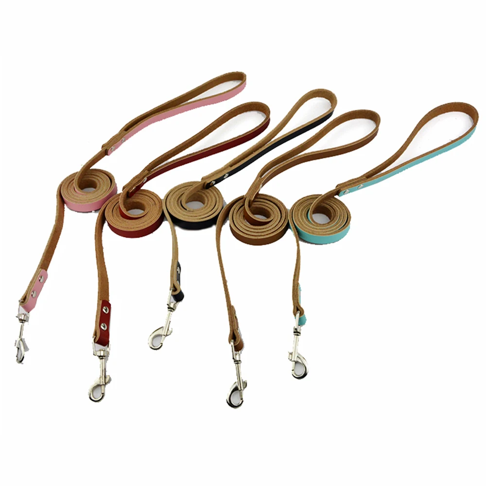 Высококачественный поводок из натуральной воловьей кожи для собак свинцовый