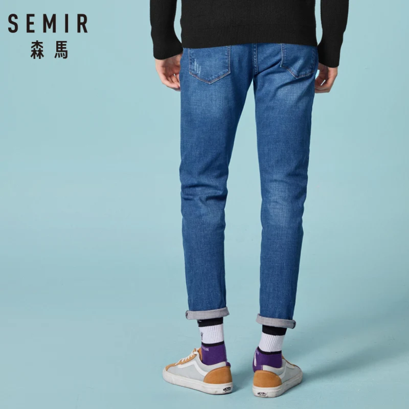 Мужские джинсы SEMIR в стиле ретро облегающие хлопковые с потертостями