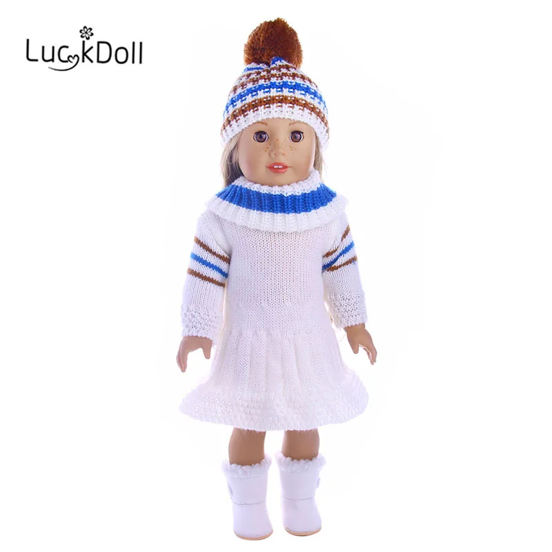 Вязаный шерстяной костюм LUCKDOLL + шарф 18 дюймов 43 см аксессуары для кукол детские