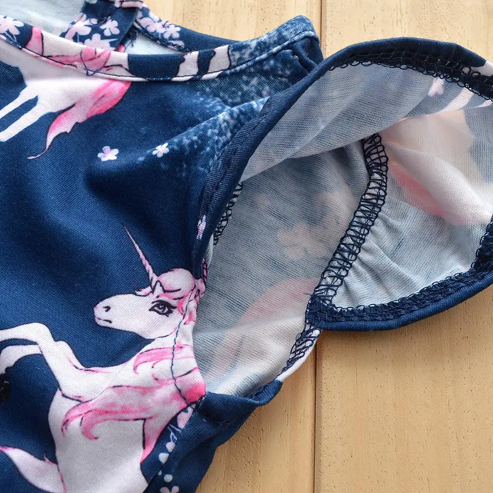 Платье с единорогом для маленьких девочек Новое поступление года Одежда