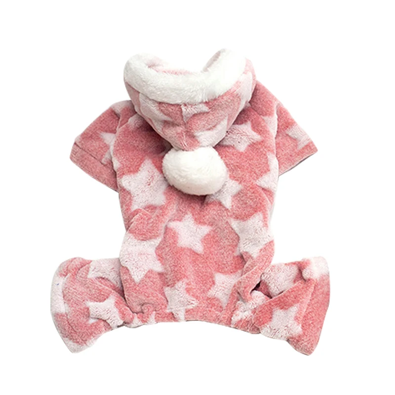 pink Куртки с изображением звезд, флисовая одежда для собак Зимние толстовки с капюшоном Pet Пальто Куртка для собаки одежда Чихуахуа бульдог домашние питомцы; собаки; кошки пальто S-XXL - Цвет: pink