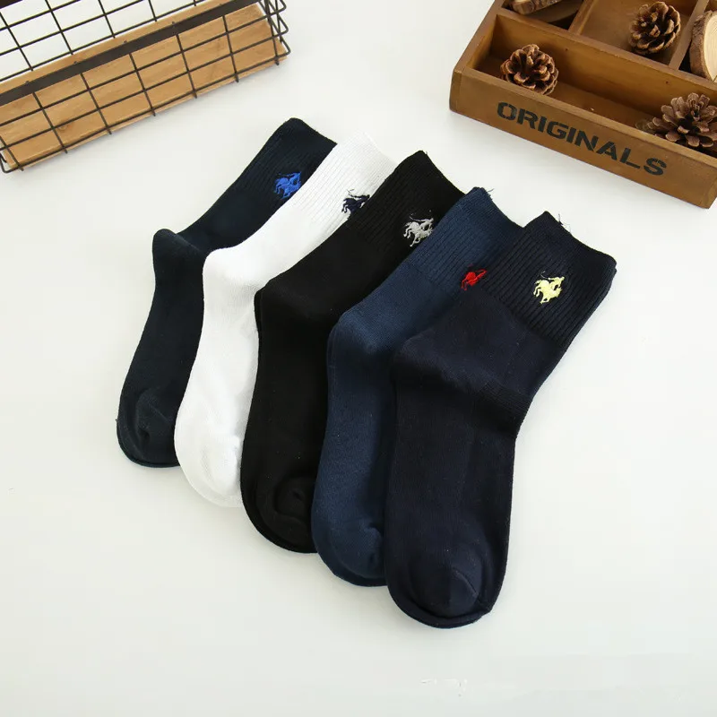 PIER POLO, Брендовые мужские деловые носки, хлопковые носки с вышивкой, Calcetines Hombre, модные повседневные носки, 5 пара/лот