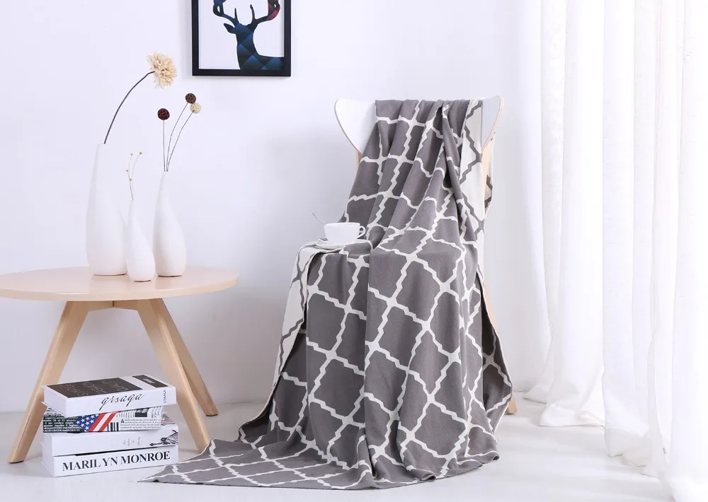 3 вида цветов доступны серый + белый полосатый узор плед хлопок теплые одеяла