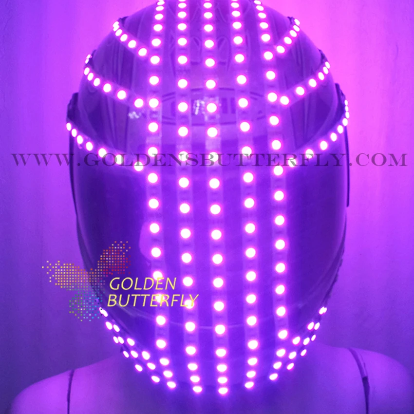 

LED helmet Sense future helmet Monochrome/Full color Racing helmets RGB Point source Glowing Party DJ Robot luminous helmet