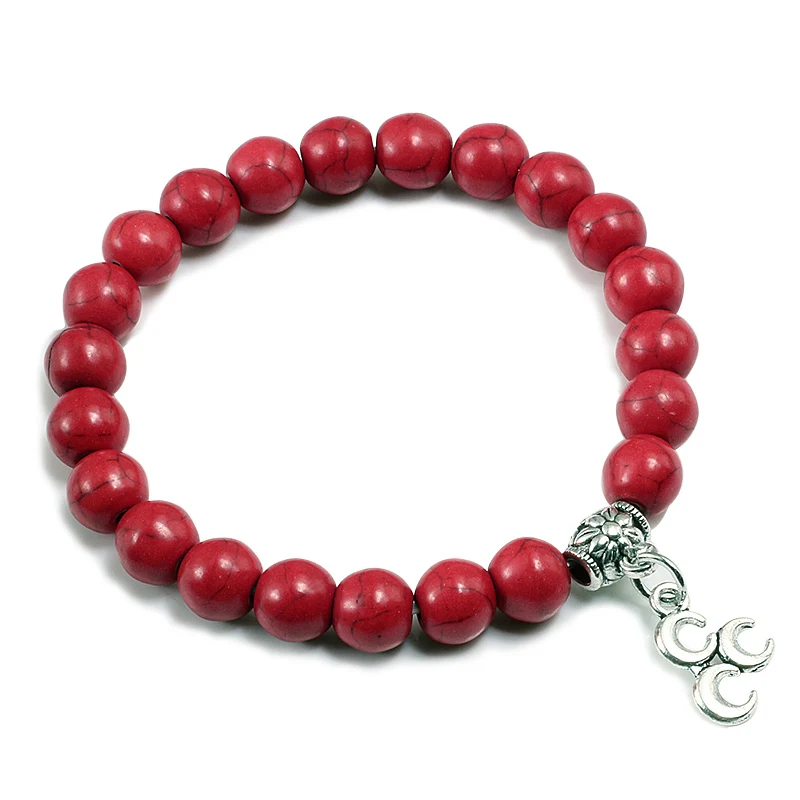 Natural Stone Strand Bracelets For Men Handmade Jewelry Charm Metal Moon 8mm Beads Women Bracelet Gifts pulsera hombre | Украшения и