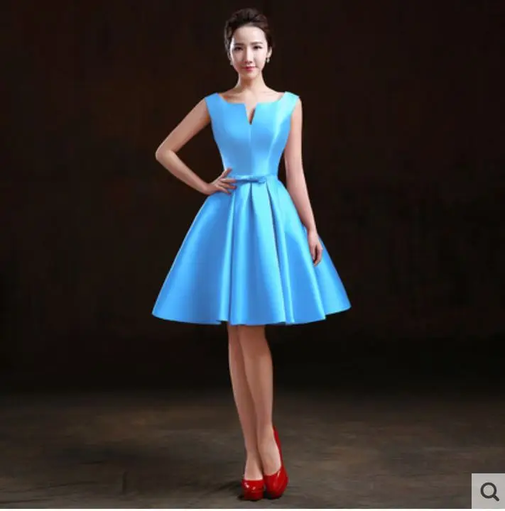 turquoise Sukienka druhna2019 новые атласные сексуальные V образным вырезом A Line urgundy золотые ярко-синий пурпурный розовые короткие платья для невесты Свадебные платья для гостей - Цвет: turquoise