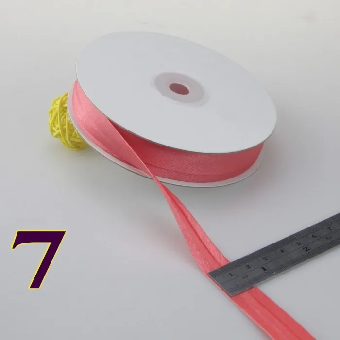 7 watermelon red Полиэфирная атласная косая лента Размер: 15 мм, ширина: 5/" 20 метров/карта различных цветов 1,5 см косая лента в блеске - Цвет: 7 watermelon red
