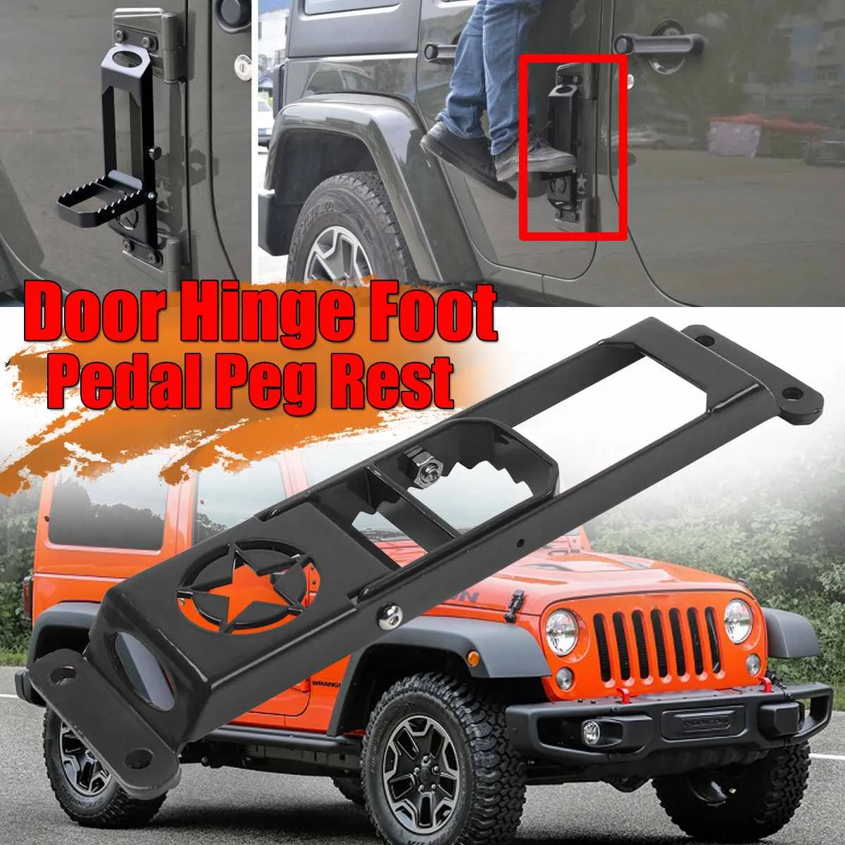 1pc Новая Автомобильная Складная дверная петля ножная педаль Peg отдых для Jeep для Wrangler JK JL 2007- дверная петля ступенчатый Металл Складная ножка Peg - Цвет: 1pc