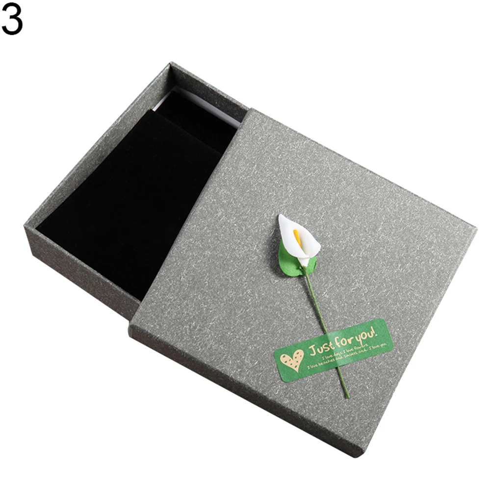 Бумажные цветочные серьги кольцо ожерелье браслет ящик для хранения ювелирных