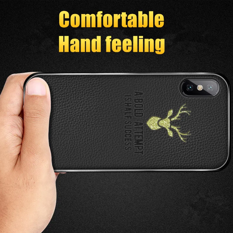 Luxury Deer Leather Case For iPhone X Xs Max XR Ultra Thin Plating TPU Soft Cover 6 6s 7 8 Plus Shockproof |