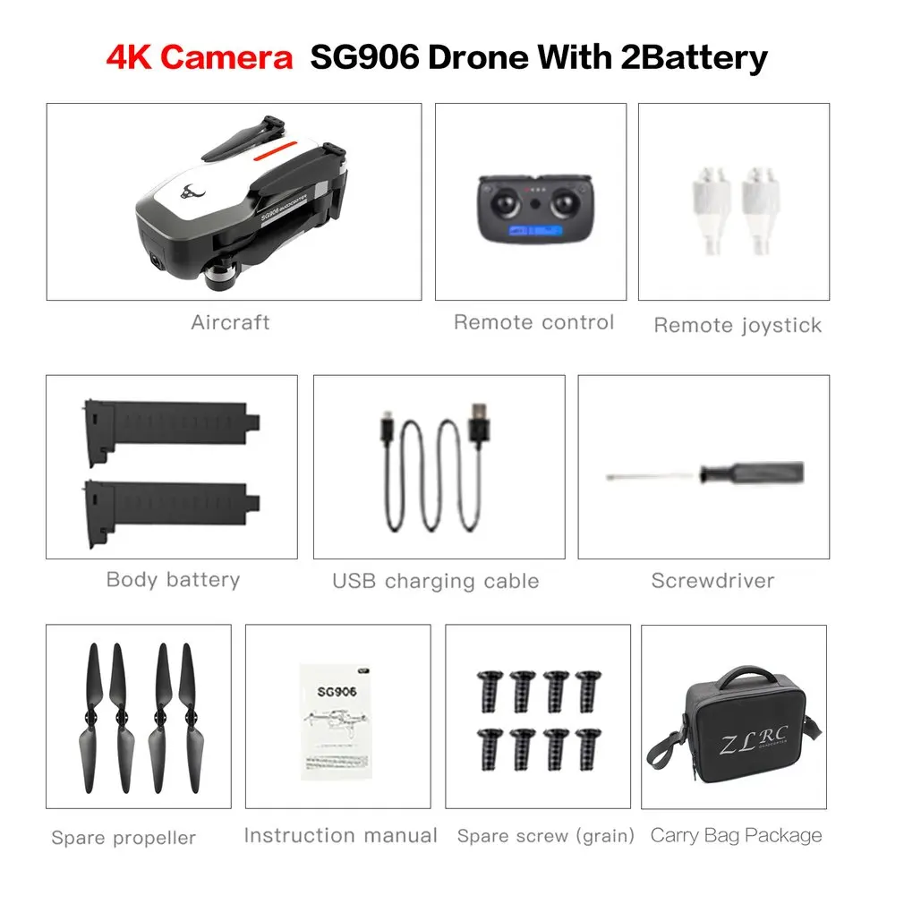 4K 2BAT bag W SG906 gps 5G wifi FPV RC Дрон 4 K бесщеточный селфи Дроны с камерой HD RC Квадрокоптер складной Дрон VS Visuo XS816 F11 Дрон - Цвет: 4K 2BAT bag W