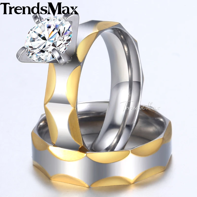 Комплект обручальных колец Trendsmax KKR140 для мужчин и женщин Помолвочные кольца с