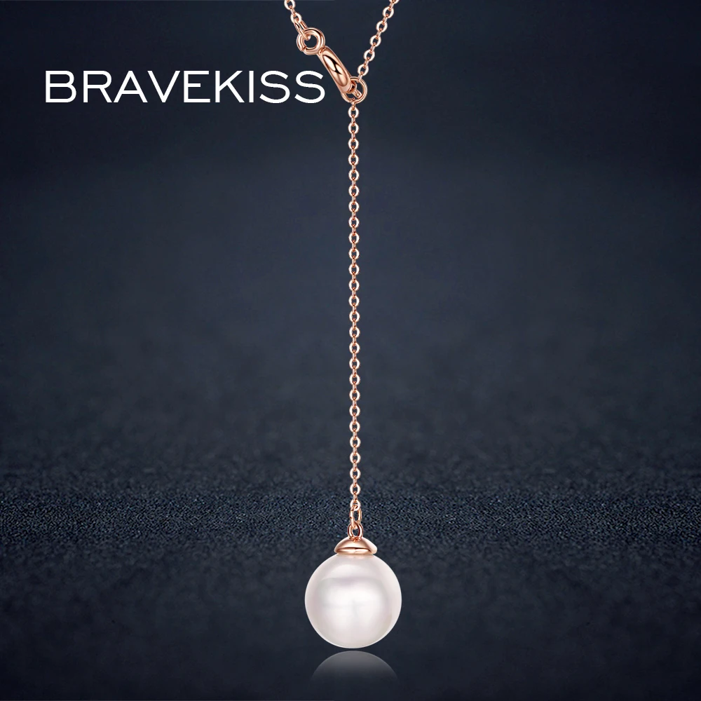 BRAVEKISS simulated pearl pendant necklace for women charm choker necklaces chain collier Y girls bijoux BUN0113 | Украшения и