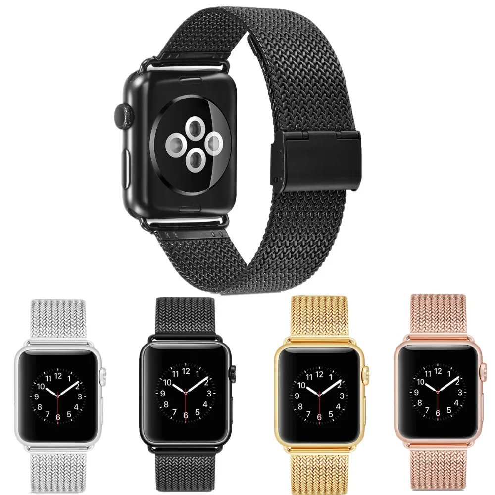 Ремешок из нержавеющей стали для Apple Watch 5 4 браслет с пряжкой наручных часов iwatch