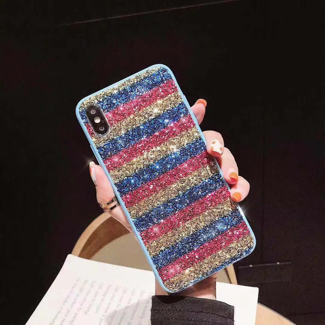 Роскошные Bling полосой чехол для Huawei Y7 Prime Y9 2019 2018 Honor 8X 8C 7C 10 Lite 7X P30 Pro Коврики 20 SE Nova 4