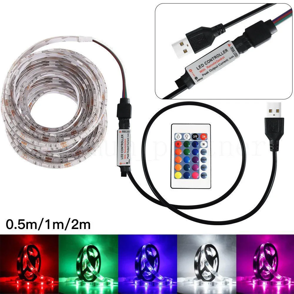 50 200 см USB Светодиодная лента лампа для ТВ задней панели 5050RGB изменение цвета +