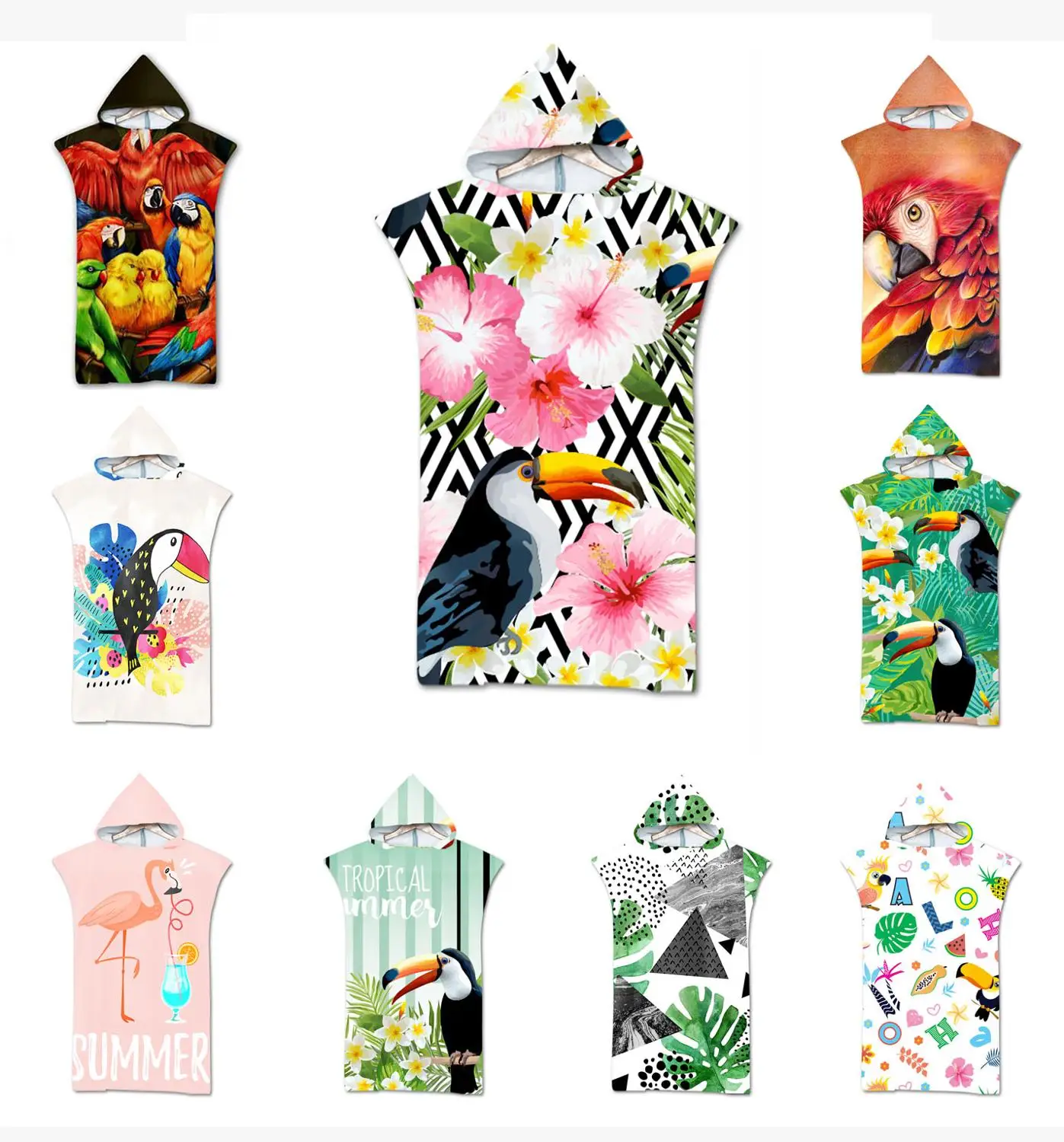 Бесплатная доставка полотенце с капюшоном для взрослых и детей тропическим