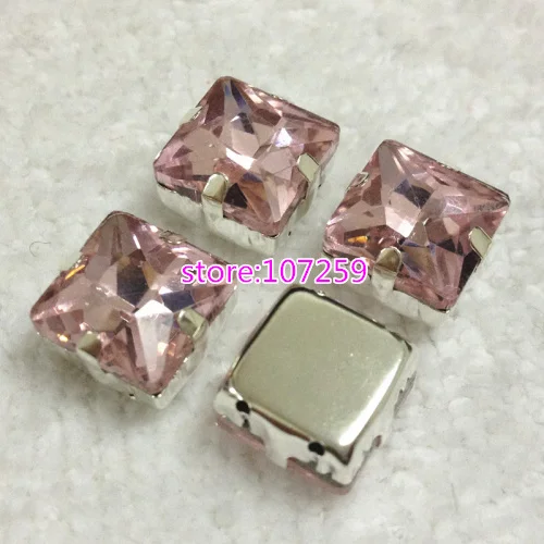 pink TopStone принцесса квадратный пришить стразы с фурнитурой стекло кристалл 8 10 12 14 мм Высокое качество пришить Камень для платья костюм - Цвет: pink