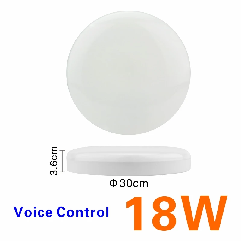 18W Voice control Светодиодный потолочный светильник LATTUSO, переменный ток 110 В, 220 В, PIR датчик движения, лампа, монтируемая на поверхность, автоматический умный контроль звуков, 8 Вт, 18 Вт, Круглый панельный светильник - Цвет корпуса: 18W Voice control
