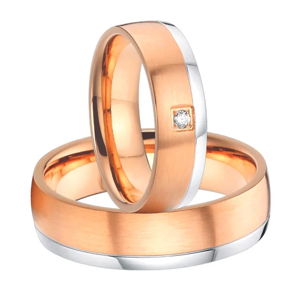 

2015 classic new design titanium steel his and hers wedding bands promise rings sets for couples rose gold color alliances