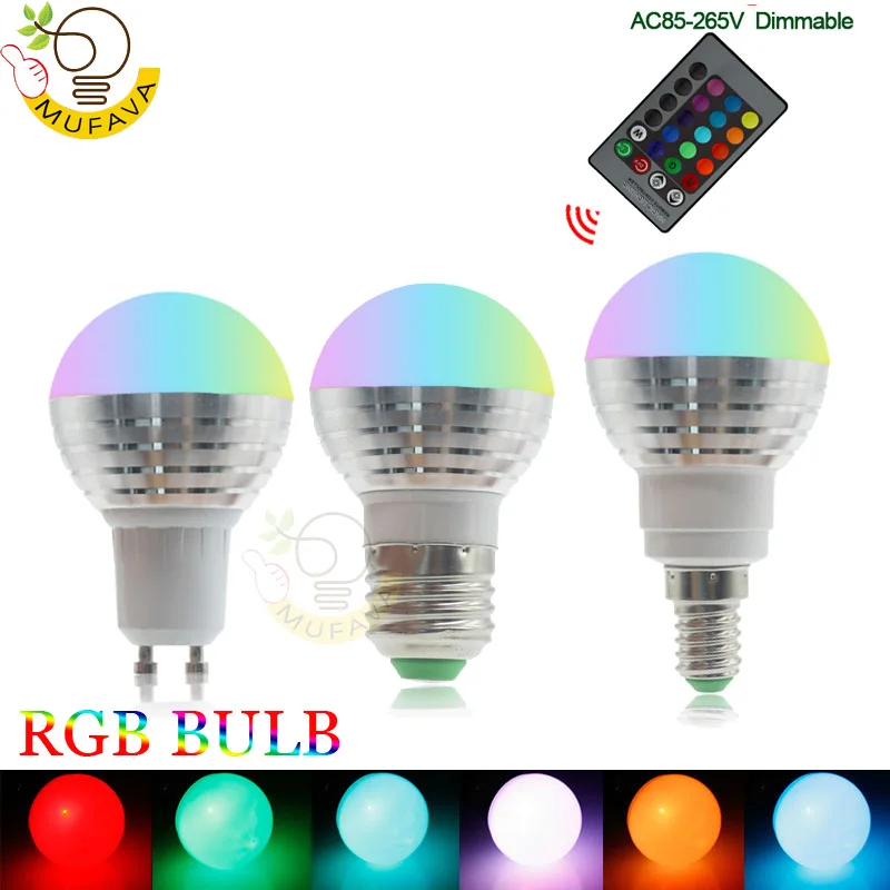 10PCSE14 E27 RGB LED Bulb5W 16 видов цветов сменная лампа Светодиодный прожектор + 24 клавиши ИК